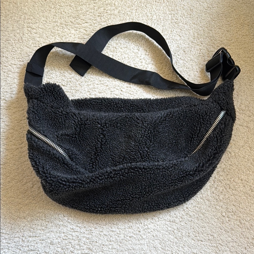 Weekday Black Fleece Crossbody Bag
